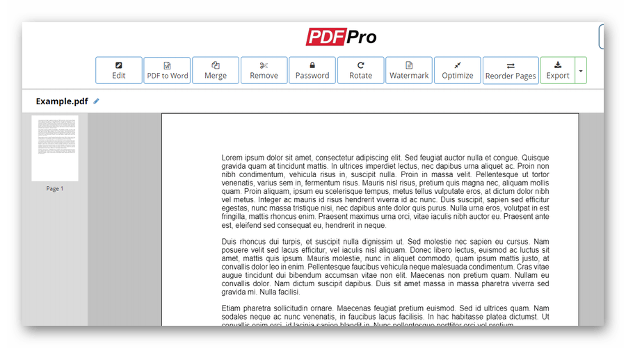 Интерфейс веб-просмотрщика PDF-файлов PDFPro
