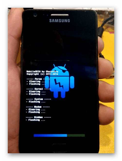 Samsung Galaxy S 2 GT-I9100 Mobile Odin осуществляет переустановку прошивки