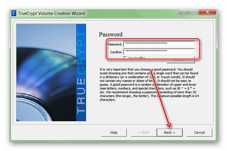 Создание пароля для жесткого диска в TrueCrypt