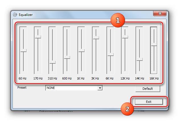 Настройка эквадлайзера звуковой карты в Windows 7