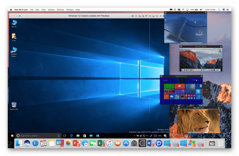 Режим Картинка в картинке на виртуальной машине Parallels Desktop для macOS