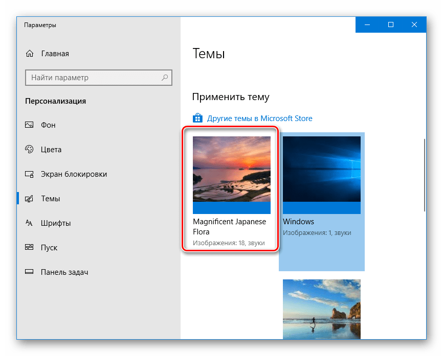 Установленная из Microsoft Store в Параметрах Windows 10