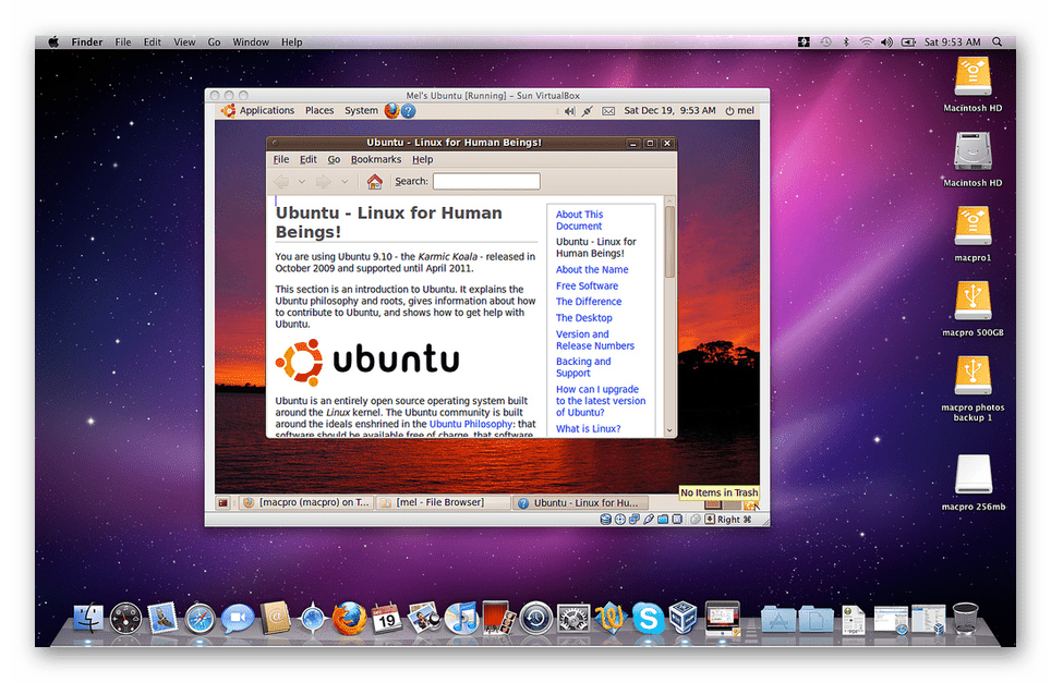 Запуск Ubuntu в среде виртуальной машины VirtualBox на macOS