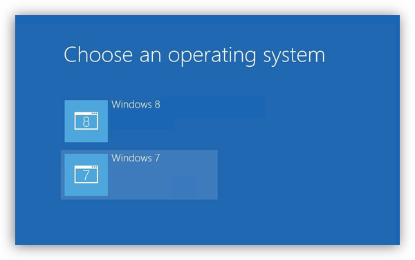 Экран выбора системы для загрузки в Windows 8