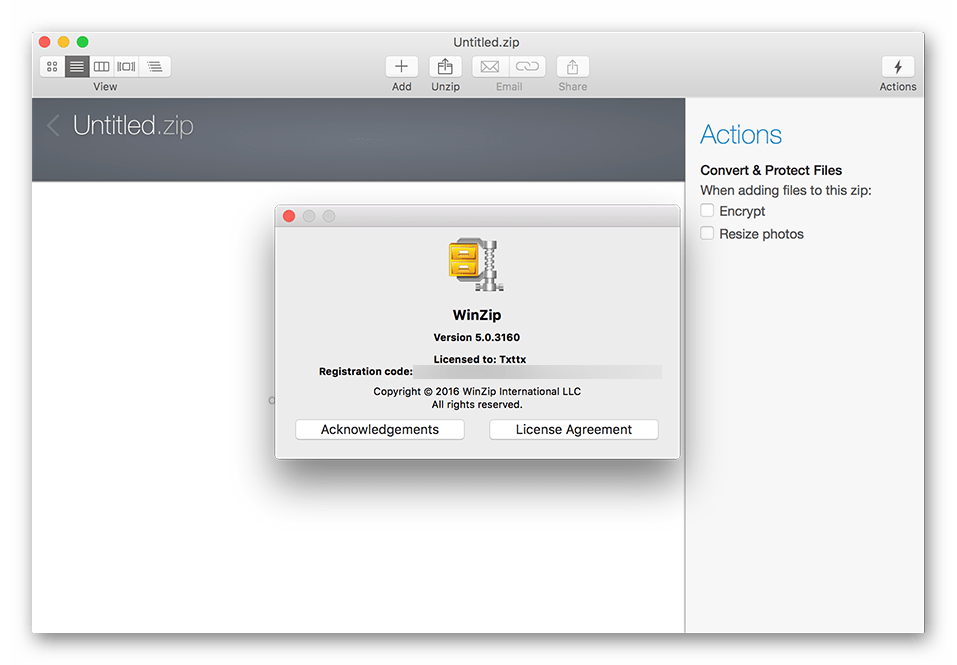 Использование архиватора WinZip Mac для macOS