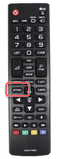 Использование кнопки Settings на ПДУ телевизора