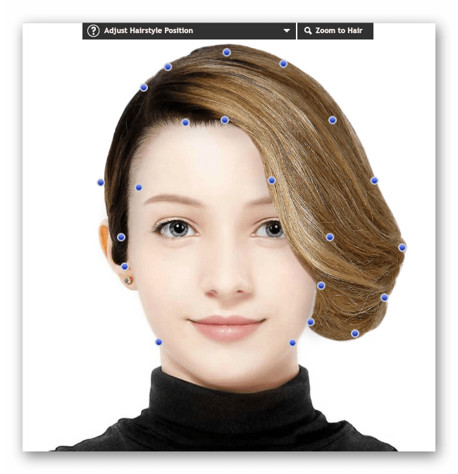Изменение формы прически в онлайн-сервисе TAAZ Virtual Makeover