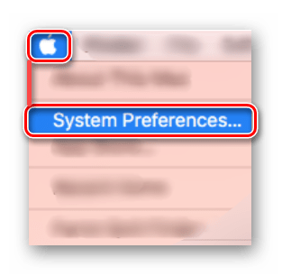 Открытие раздела System Preferences в меню Apple на mac OS