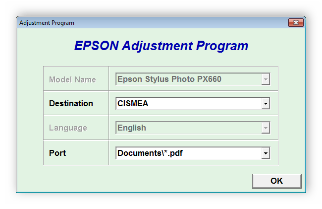 Предварительные настройки программы EPSON Adjustment Program