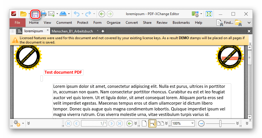 Сохранение обработанного файла в программе PDF-Exchange Editor