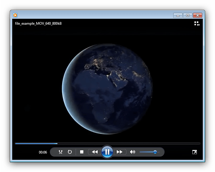 Запущенный MOV-ролик в Windows Media Player