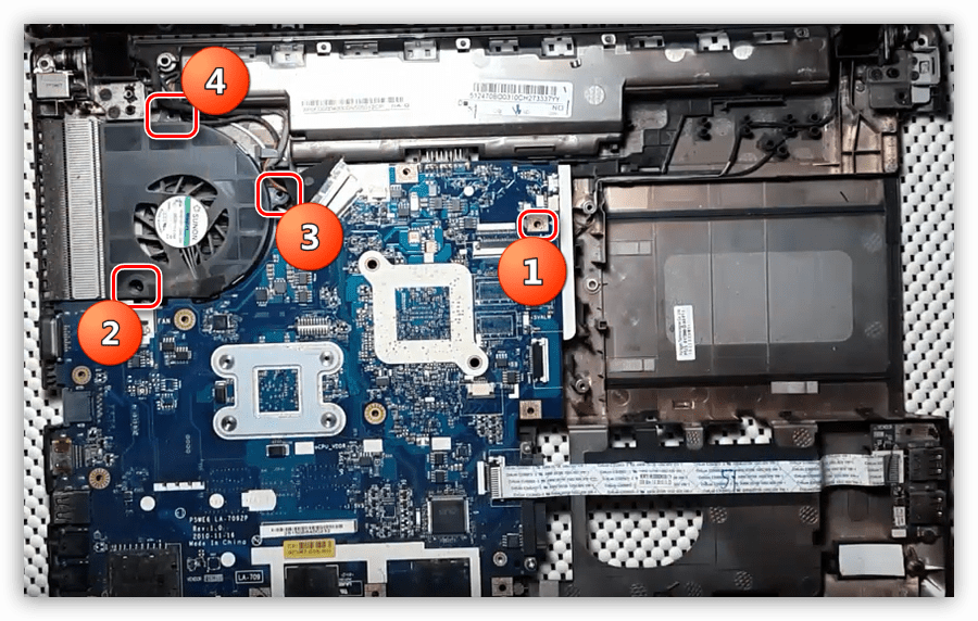 Демонтаж материнской платы и вентилятора на ноутбуке Acer Aspire 5253