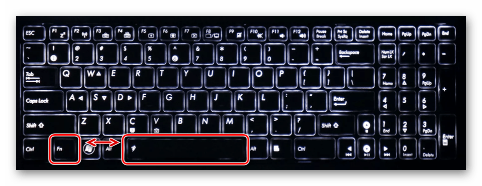Клавиши Fn и Space на клавиатуре ноутбука ASUS