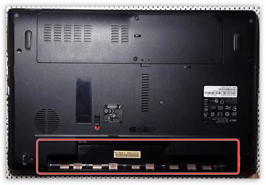 Отключение аккумуляторной батареи на ноутбуке Acer Aspire 5253