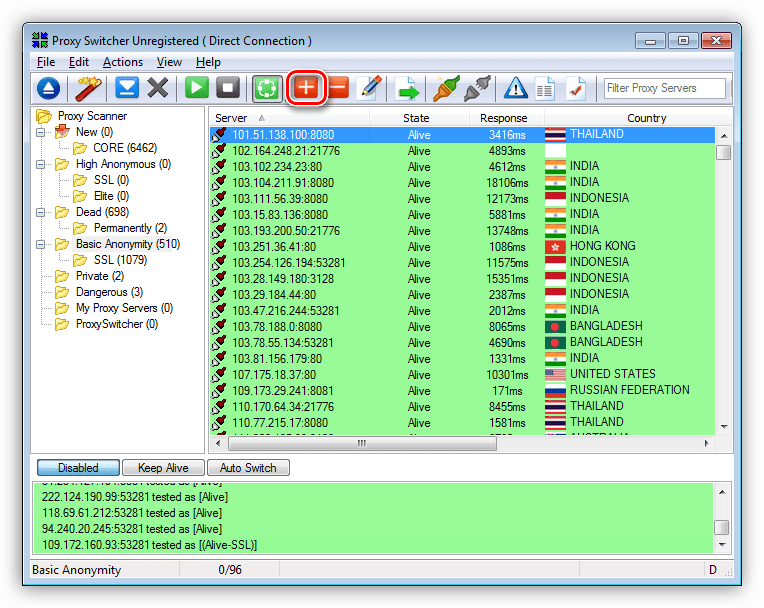 Переход к добавлению прокси-сервера в программе Proxy Switcher