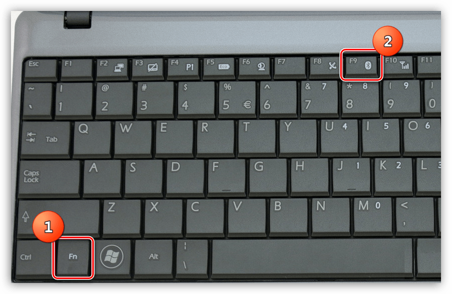 Включение функции блютуз с помощью функциональных клавиш на ноутбуке