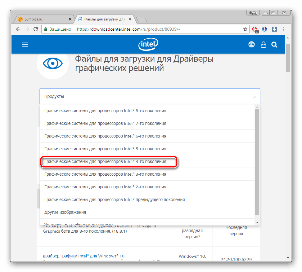 Выбор продукции на сайте для Intel HD Graphics 4600