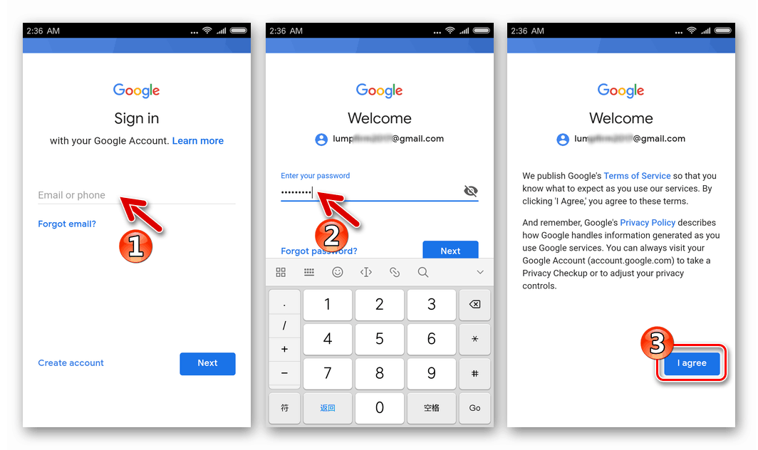 Google Play Market на Xiaomi авторизация в Гугл Аккаунте после установки Магазина