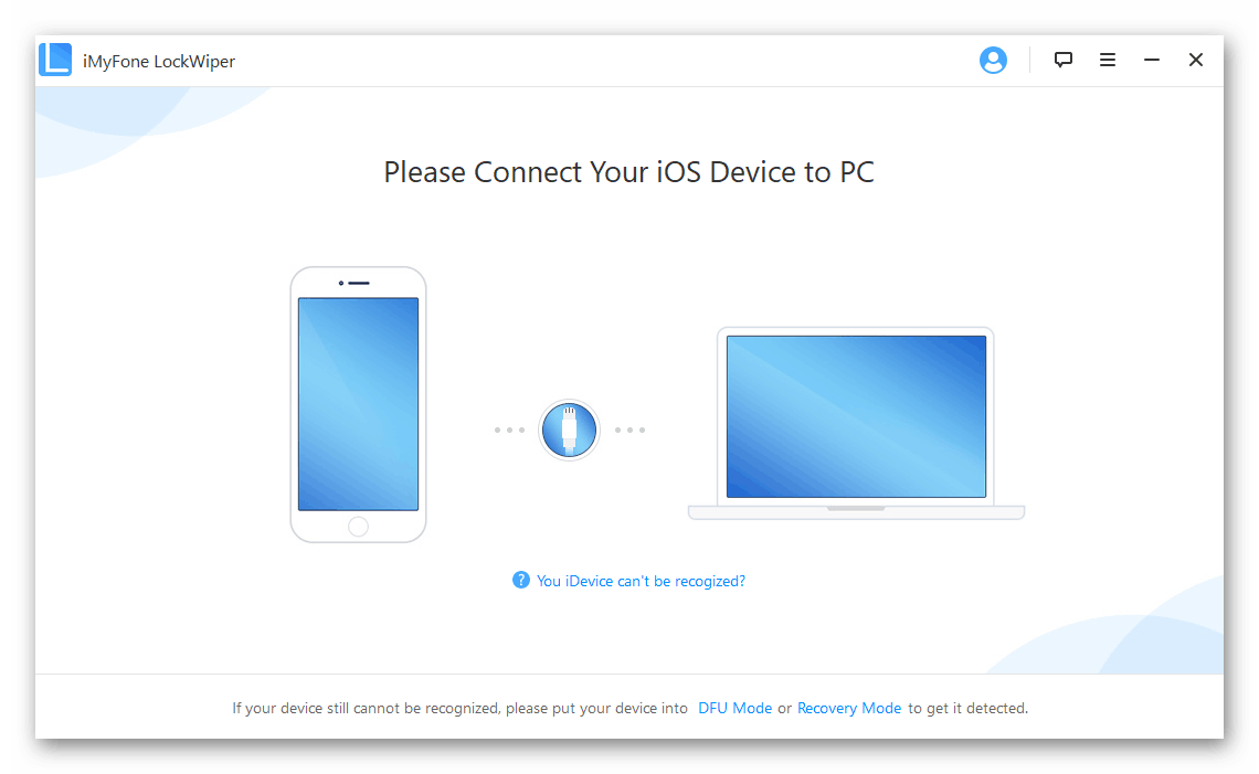Подключение iPhone к компьютеру для работы с iMyFone LockWiper