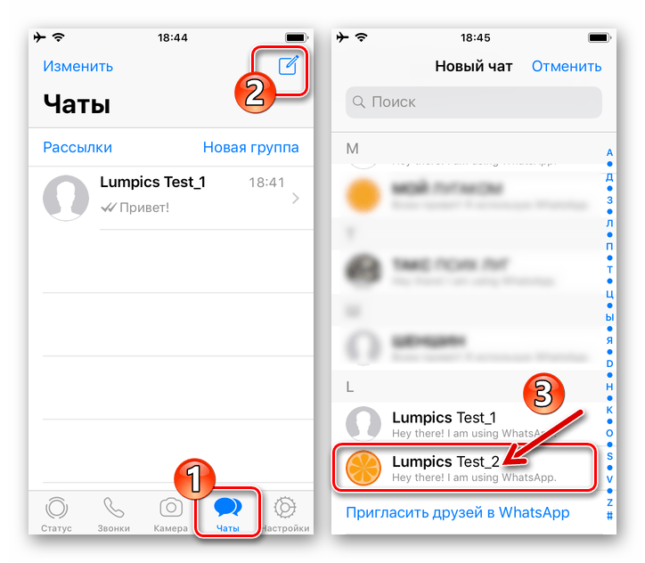 WhatsApp для iOS Контакт доступен в мессенджере