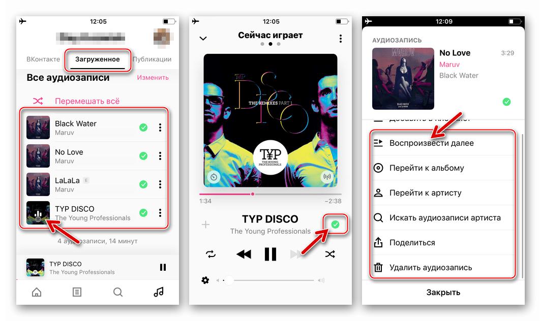 Аудиоплеер BOOM для ВКонтакте на iPhone - прослушивание треков офлайн, операции с музыкой в плеере