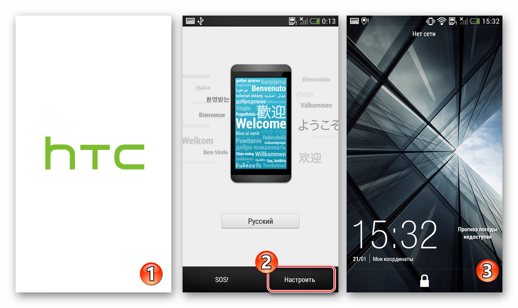 HTC Desire 601 Запуск и настройка официального Android 4.2 после прошивки через TWRP