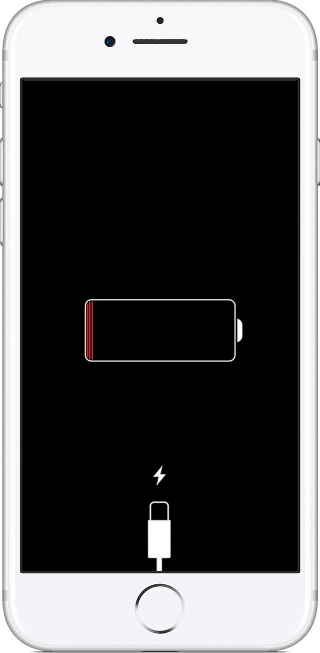 Изображение, сообщающие об отсутствии заряда аккумулятора iPhone