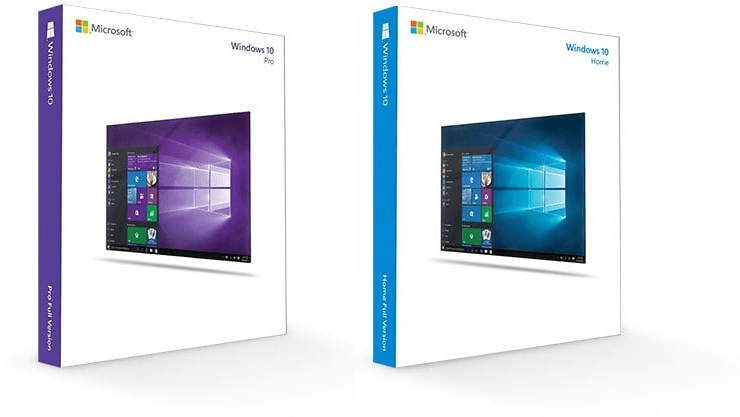Коробочные версии Windows 10 Pro и Home