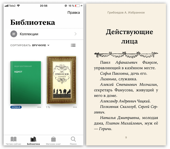 Стандартное приложение Книги на iPhone