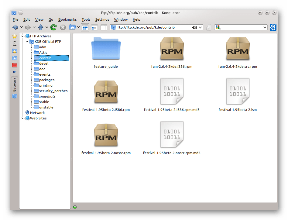 Файловый менеджер Konqueror в Ubuntu