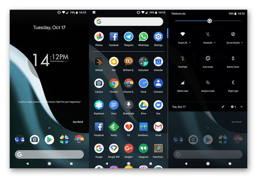 Интерфейс Android 8.1 Oreo