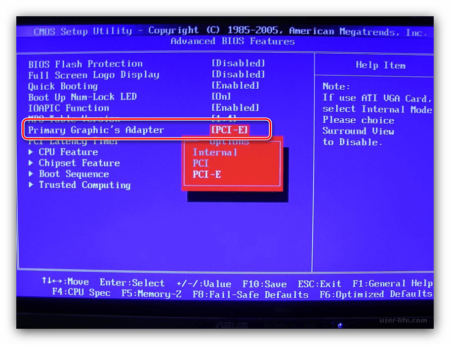 Пример опций отключения встроенной видеокарты из BIOS