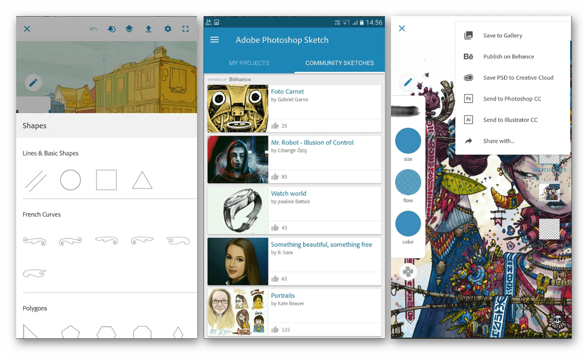Скачать приложение для рисования на Android Adobe Photoshop Sketch