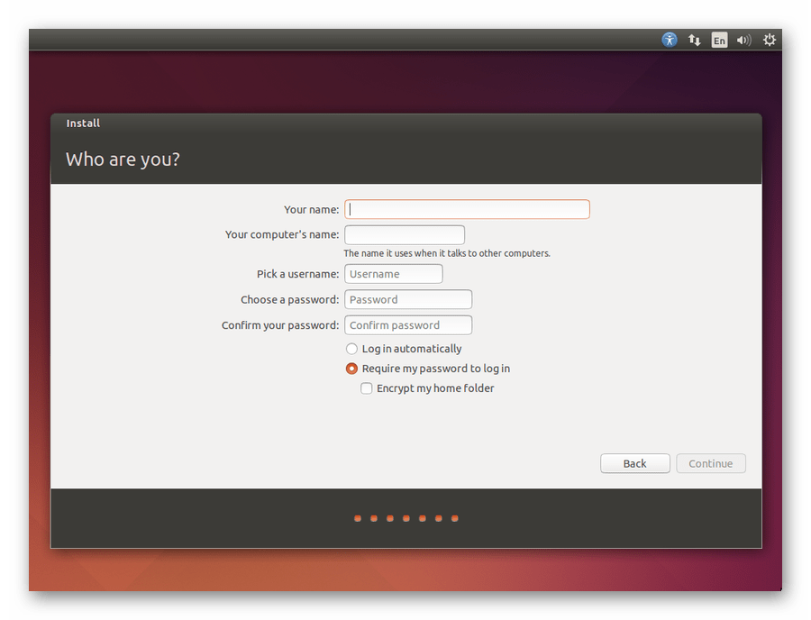 Установка пароля при инсталляции Linux