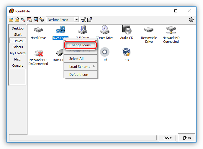 Vyibor-e`lementa-dlya-izmeneniya-ikonki-v-programme-IconPhile