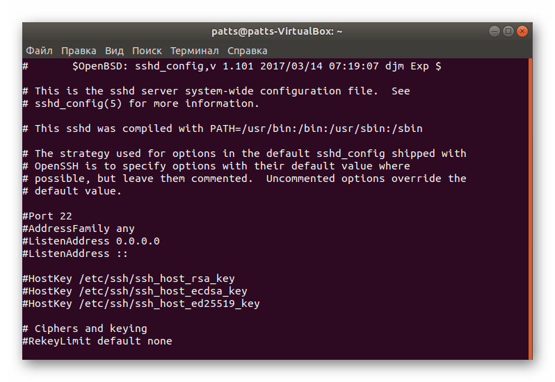 Запуск файла конфигурации SSH в Ubuntu