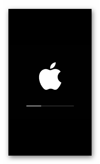 iPhone 4S индикатор выполнения прошивки на экране смартфона
