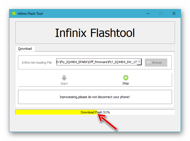 Fly IQ4404 процесс установки прошивки через Infinix FlashTool