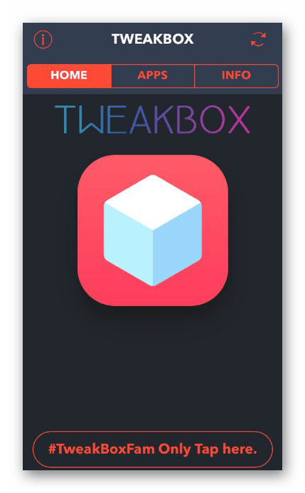 Главное окно программы TweakBox на iPhone для установки приложений в обход App Store