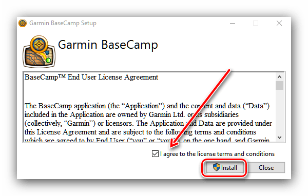 Начать установку BaseCamp для загрузки карт OSM на навигатор Garmin