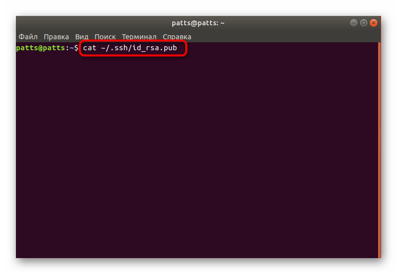 Просмотреть информацию о ключе через команду cat в Ubuntu