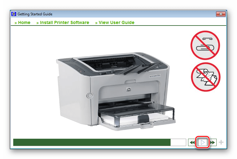 Процесс установки драйвера для принтера HP LaserJet P1505