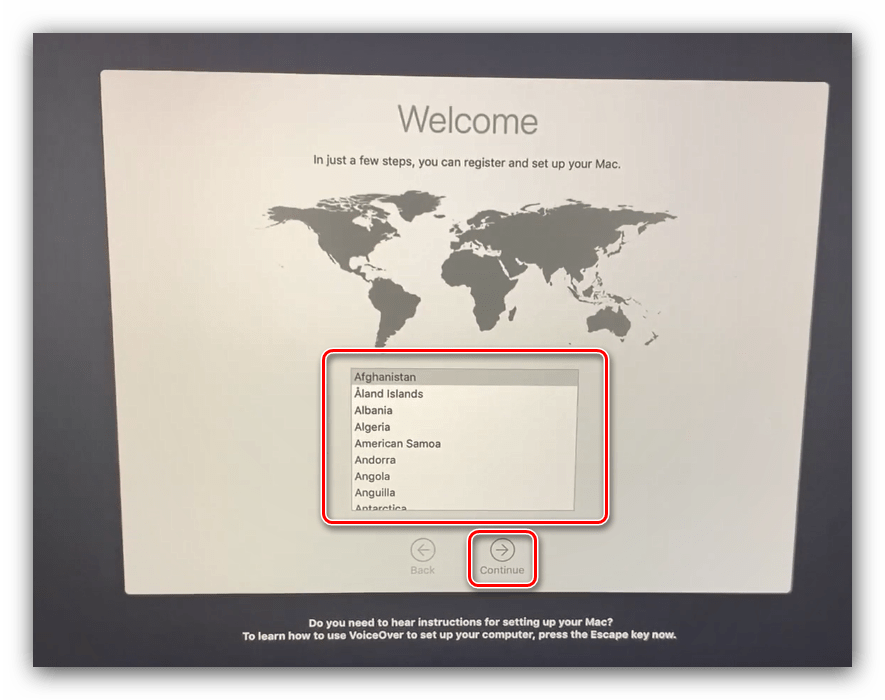 Установка региона после инсталляции macOS с флешки