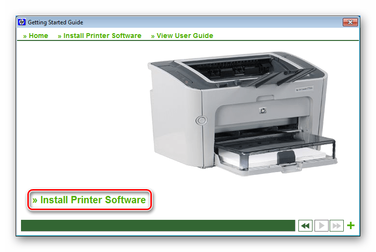 Запуск инсталляции программного обеспечения для принтера HP LaserJet P1505