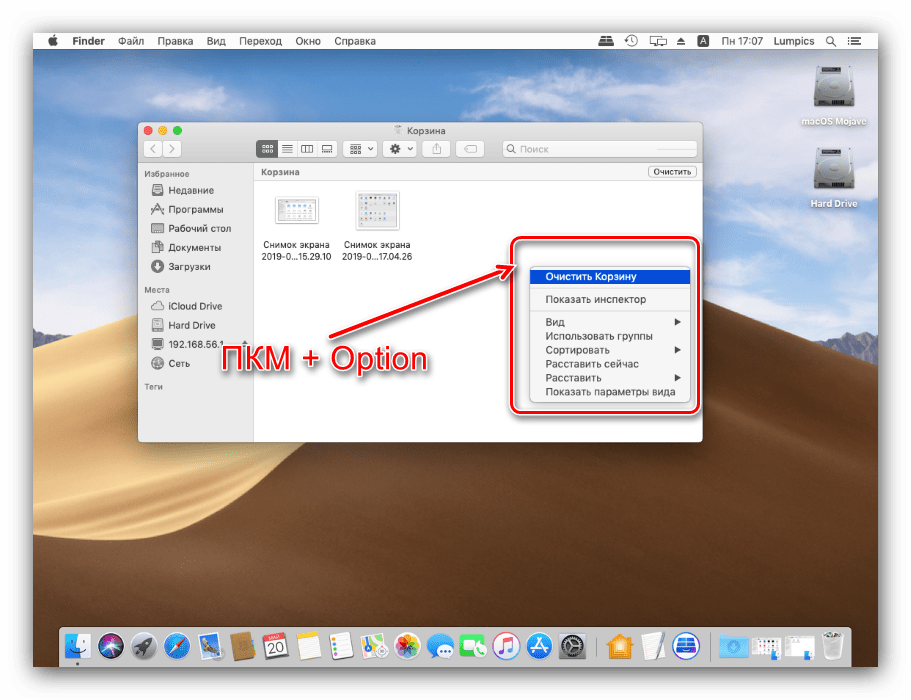 Альтернативная очистка корзины macOS для удаления защищенных файлов