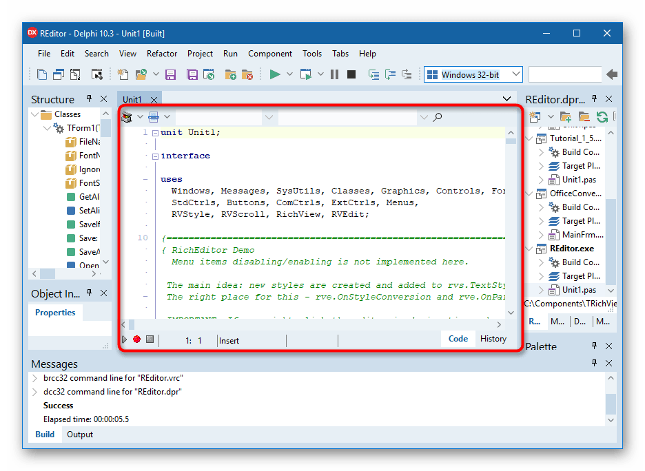 Исходный код текстового редактора TRichView в среде разработки