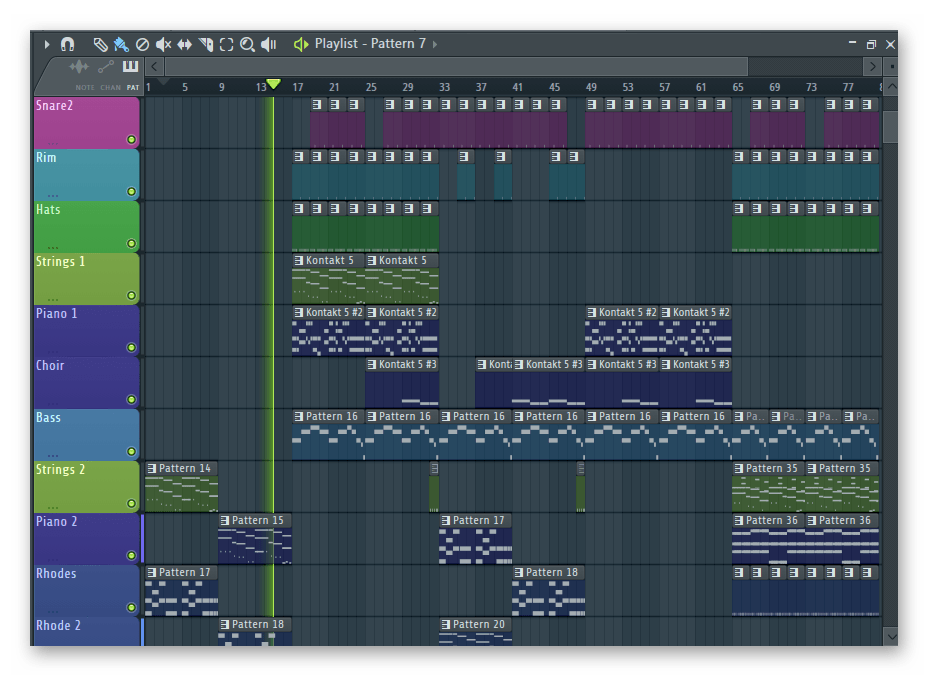Музыкальная композиция в плейлисте программы FL Studio