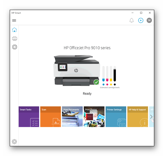 Programma HP Smart dlya proverki urovnya kraski v printere Windows 10