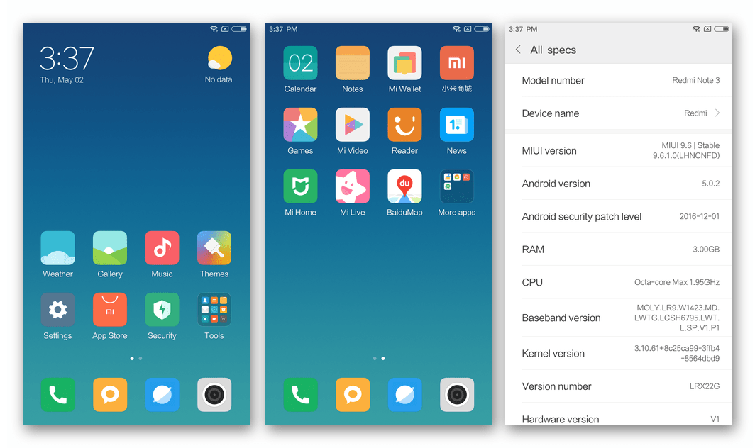 Xiaomi Redmi Note 3 MTK официальная сборка MIUI восстановлена на смартфоне через Mi Phone Assistant