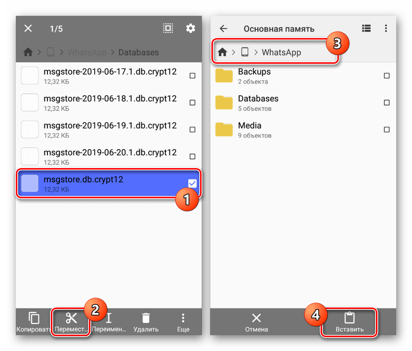 Сохранение копии файла msgstore на Android
